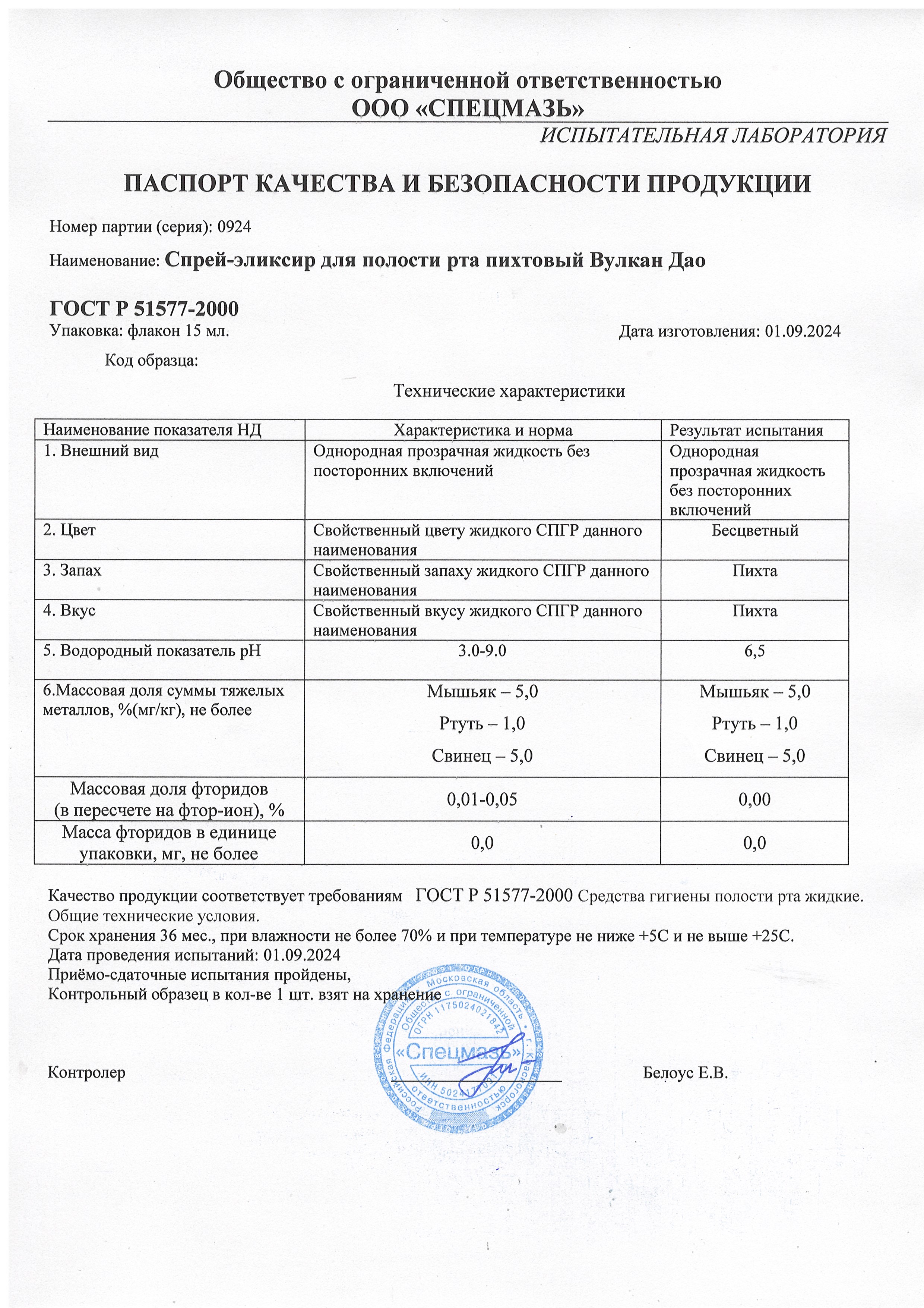 Паспорт №092024